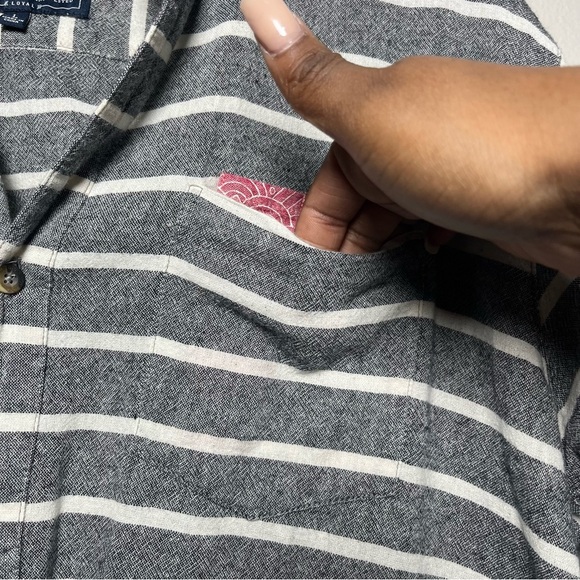 Roark Gray and White Striped Casual Button Down Shirt - Picture 2 of 10